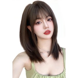 Limakara Wig, Semi-Long, Straight, Long, Medium, Full Wig, Lolita Wig, Cosplay, Smooth, Women's, Small Face, Natural Net Included, Ash Brown