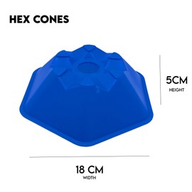 Fitness Health 25 Hexagon Cones - Made Plastic – 5 Of Red, Blue, White, Orange & Yellow Colour - Suitable For Agility, Footwork, Rugby, Football, Hockey Training