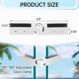Zwinz Adjustable Glass to Glass Clamp 2 Pack, Stainless Steel 304 Glass Bracket Clip , 90-180 Degree Glass Clamp for Railing, Balcony Deck, Stairs