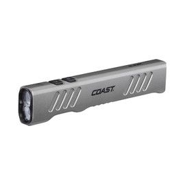 Coast Slayer - Linterna LED recargable USB-C de 1150 lúmenes con punto/inundación, modo de memoria y clip de bolsillo, color plateado