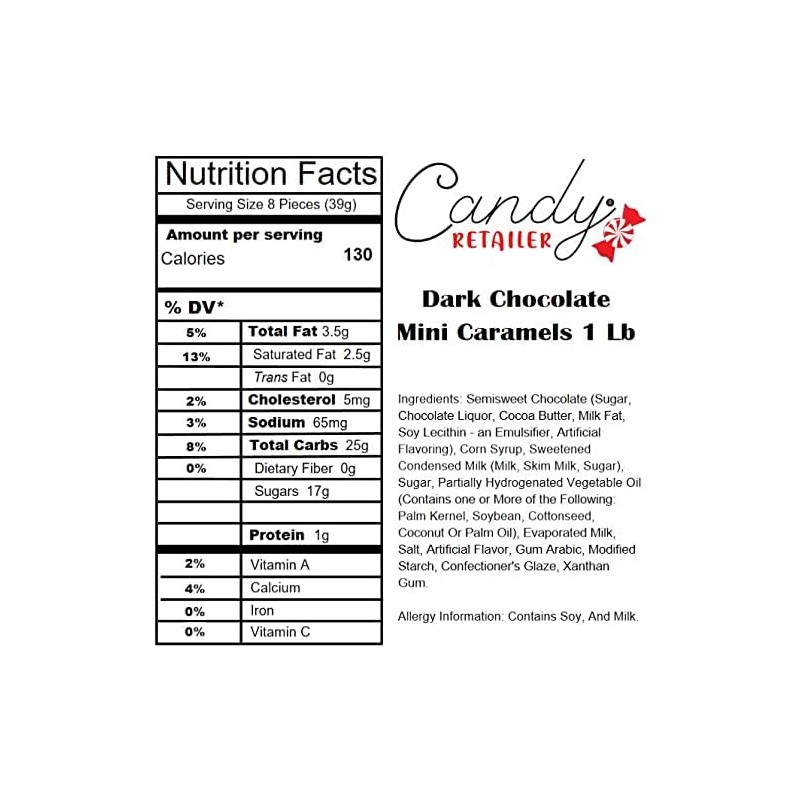 Candy Retailer Dark Chocolate Mini Caramels 1 Lb