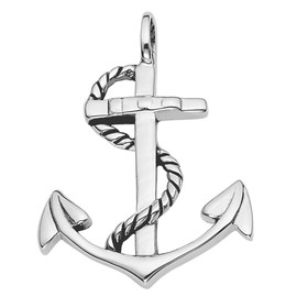 Vinani Ship Anchor Pendant with Oxidation Symbol Sailor Shiny with Fiorentina Chain Sterling Silver 925 Italy 2AAS-F500, Sterling Silver