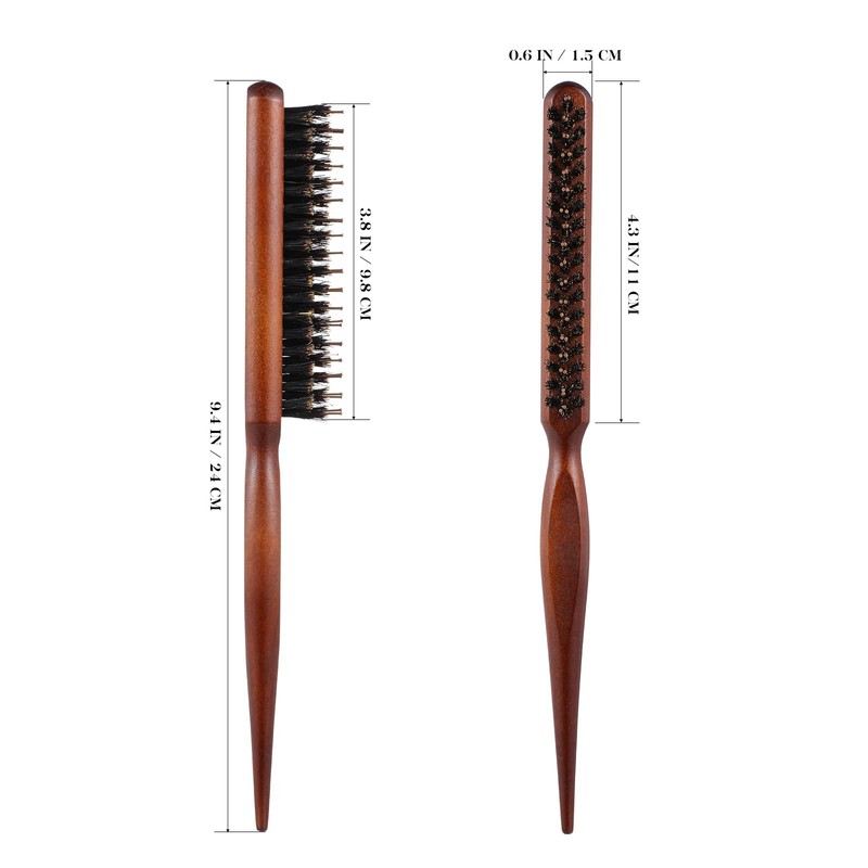 Frcolor Bristle Hair Brush Toupee Brush with Wooden Handle Teasing