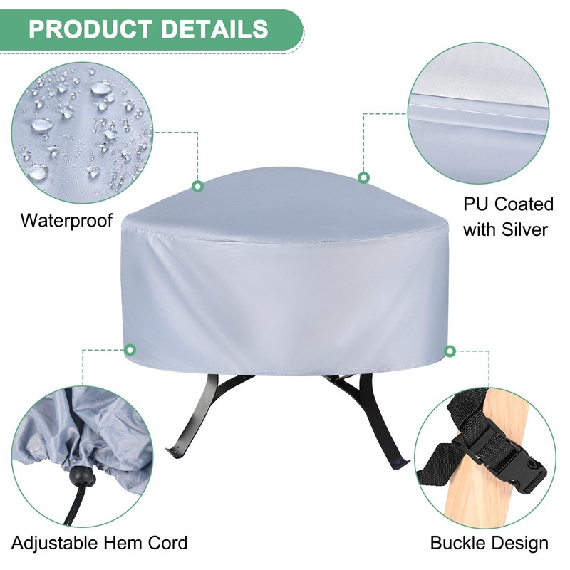 M METERXITY Round Outdoor Fire Pit Cover, 48" x 18"