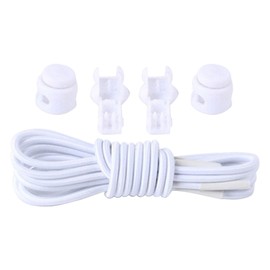 Boolavard 2 Pairs No Tie Elastic Lock Shoe Laces Rope Running Jogging Sneakers Trainer Shoelaces (White)