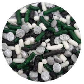 NCS Philadelphia Football Dark Green, Silver, Black, and White Jimmies Edible Sprinkles - 8 ounces - Great for Cupcakes, Cookies, Cakes, Cakes Pops