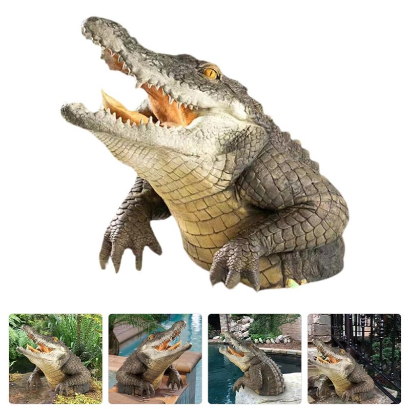 ABOOFAN Floating Crocodile Head Ornament Realistic Pond Decor for Pool