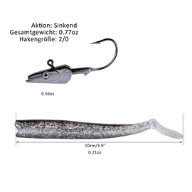 Goture Soft Fishing Lures Jig Heads Saltwater & Freshwater Minnow Fishing Lures T Tail with Jig Head Fishing Lures Swim Shad Bait for Bass Fishing