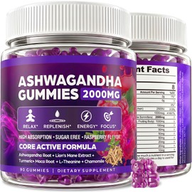 Ashwagandha Gummies, 2000mg Organic Ashwagandha for Women and Men, 90 Count