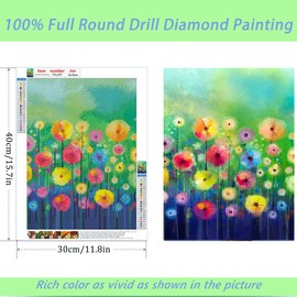 HSENJT DIY 5D Diamond Art Painting Kits Dandelion,Flowers Diamonds Paint Kits for Adults,Painting by Diamonds Perfect for Relaxation and Home Wall Decor Gift 12inX16in