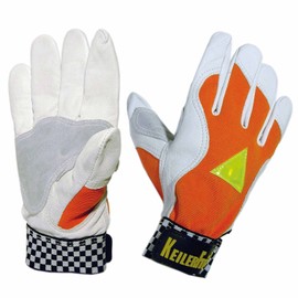 Keiler Protective Glove Fit Orange, Goat Nappa Leather with Warning Triangle, Forestry Glove for Machine Guidance, Thumb Reinforcement, Size: 10