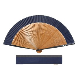 HOSEKKEN [Luxury Folding Fan Brand Combines Traditional Craftsmanship and Modern Sensibility] Men's Gentleman [60 Days of Happiness Parent Shell Rhombic Crest Navy Blue/Light Blue] Simple Japanese