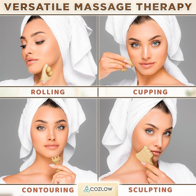 COZLOW Gua Sha Facial Massage Tool (5 Piece Set) Face