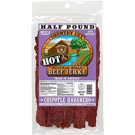 Buffalo Bills 8oz Chipotle Habanero Country Cut Beef Jerky Pack (moist & tender hot beef jerky) 8Oz