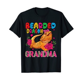 Bearded Dragon Grandma Floral Bearded Dragon Bow Tie Lover T-Shirt