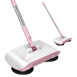 2 in 1 Carpet Sweeper Cleaner, Vacuum Broom Powerful Manual Vacuum Cleaner Hand Push Sweeper Mop Cleaning Machine with Cloth (with One Cloth)
