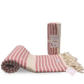 Agah Home Turkish Beach Towel - Travel Beach Towel for Adults - Turkish Towels Beach Towels for Bathroom - Sand Resistant Beach Towels for Vacation - Quick Dry Beach Towel - 40' × 70' (Petek-Red)