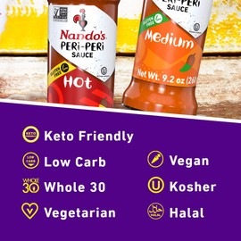 Nando's PERi-PERi Signature Hot Sauce Pack - Our Flavorful Medium Sauce and Hot Sauce Bundle, 9.1oz Bottle (4 Pack)