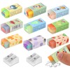 9pcs Plastic Rubber Erasers, Cute Fruit Eraser, Cube Dinosaur Erasers,