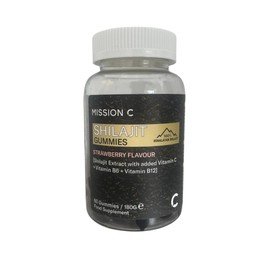 Shilajit Gummies - Pure, Himalayan - 14000 mg per Serving - High Grade - with Added Vitamin C, B6 and B12, Contains 85 Minerals, Immune System & Vitality Booster, Vegan - Lab Tested - Mission C