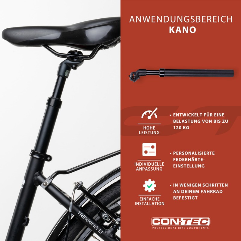 CONTEC Kano Bicycle Spring Seat Post, 31.6 mm Spring-Loaded Saddle