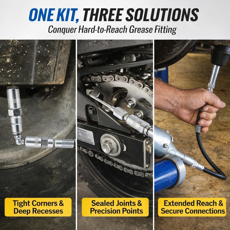 Dreyoo 9 PCS Grease Gun Couplers,Grease Gun Tip Quick Connect