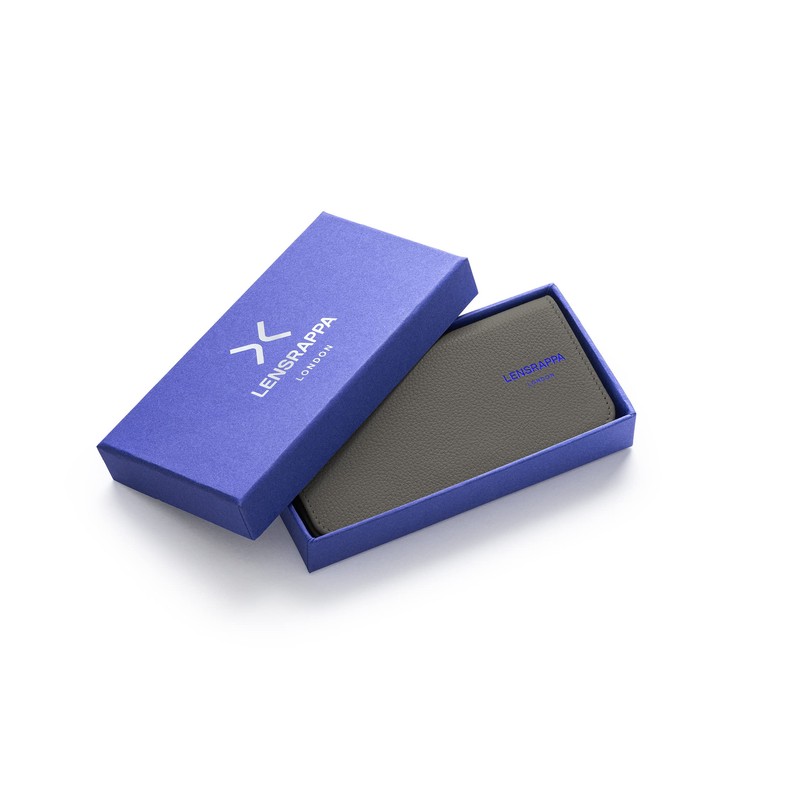 Lensrappa Slim leather glasses case in 9 colours, gray