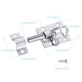 Door Lock Bolt,4 Pack Slide Latch Lock,1.5 inch Door Security Barrel Bolt Latch Slide Door Bolt with Screws for Door Bedroom Chest Cabinet Window Fence