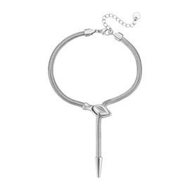 UOOANUO 14K Gold Plated Stainless Steel Snake Bracelet for Women Adjustable Size Punk Snake Chain Fashion Jewelry (Silver)