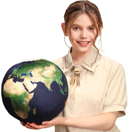 ELAINREN Soft Planet Earth Plush Toy Realistic Stuffed Space Planet Toy Cute Solar System Planet Plushie Doll Gifts/10.6''