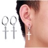 XHBTS Unisex Cross Earrings Stainless Steel Blade and Lock Pendant