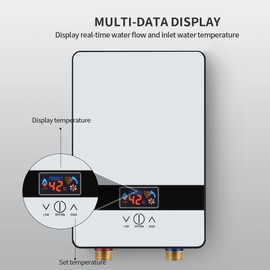110V 4500W Instant Electric Tankless Water Heater, LCD Digital Thermostatic Shower & Kitchen System with Rapid Heating and Design