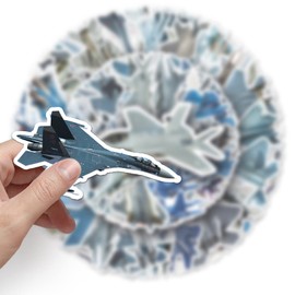 Military Fighter Stickers,50 PCS Military Fighter Plane Graffiti Vinyl Waterproof Decals for Water Bottles Computer Bicycle Skateboard Luggage Phone Pad Laptop Kids Teens Stickers Pack