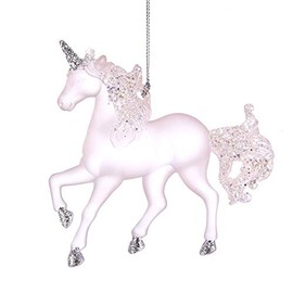 Matte Pink Unicorn with Glitter Christmas Tree Ornament T2558