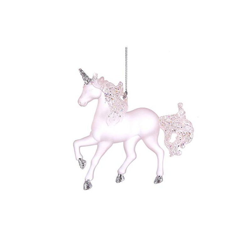 Matte Pink Unicorn with Glitter Christmas Tree Ornament T2558