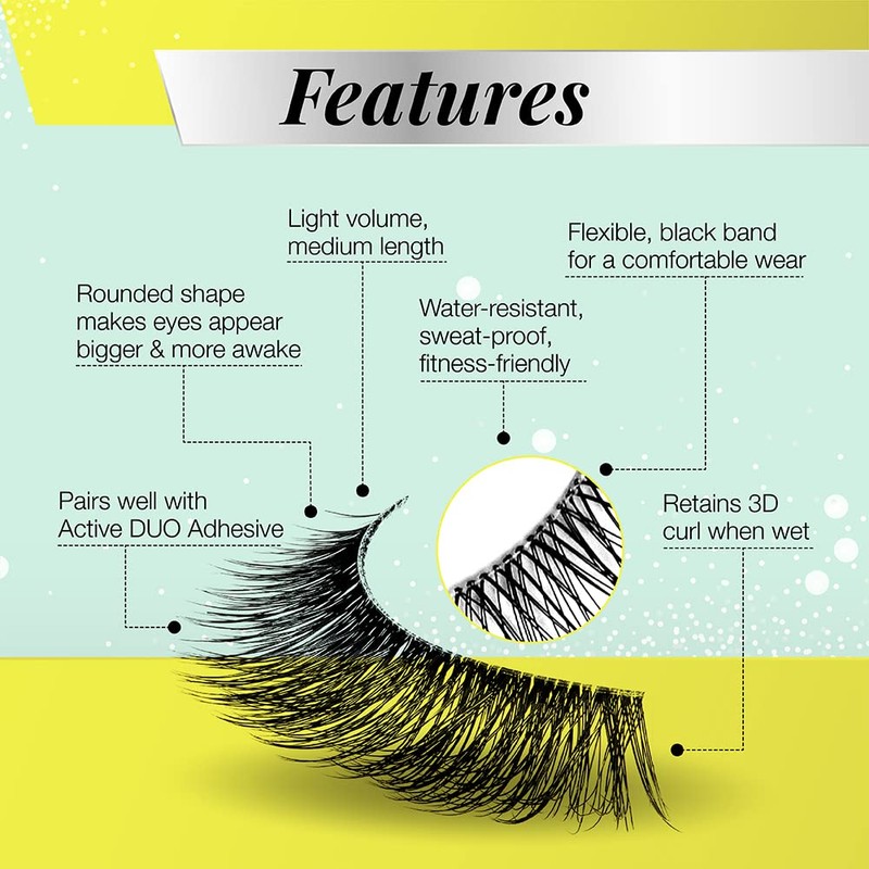 Ardell Active Lashes Gainz - Long-Lasting False Eyelashes, Sweat-Resistant, Reusable