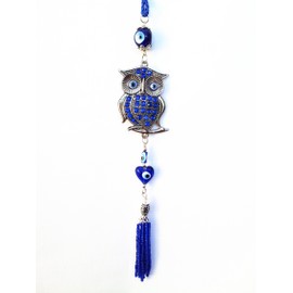 Blue Evil Eye Owl Car or Wall Decor Charm Hanging for Protection (with a Betterdecor Pouch)-25