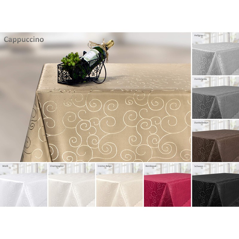 Tablecloth Ornamental Circles Pattern, Damask Fabric Non-Iron, Rectangular 130 x