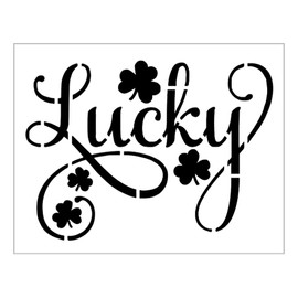 LUCKY St Patrick's Day Stencil Shamrocks Saying 8.5" x 11" Reusable Sheet S835