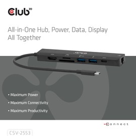 Club3D CSV-2553 USB C® 7 in1 Hub=>HDMI™4K60Hz/SD-TF,2X USB A/USB C PD/RJ45