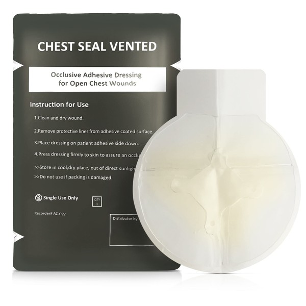 ASA TECHMED Vent Chest Seal - Life-Saving Wound Care for Emergency and Tactical Situations - Advanced Adhesive, Sterile, Transparent, Lightweight, 2 Pcs