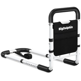 Bed Rails for Elderly Adults Safety - ASTM Approved Adjustable Bed Cane with Non-Slip Ergonomic Handle & Storage Pocket, Bed Railings for Seniors Support 350 LBS, Tool-Free