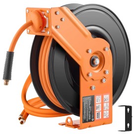 Auto-Rewind 5FT Lead Retractable Air Hose Reel 3/8IN X 50FT Rubber Air Hose Max 300PSI Air Compressor Hose Ratchets CeilDefault: Default