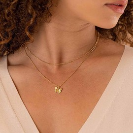 Xduargs Boho Layered Butterfly Pendant Necklace Vintage Butterfly Choker Necklace Gold Butterfly Ball Chain Necklace Adjustable Butterfly Necklace Jewelry for Women and Girls