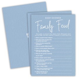 Minimalism Blue Baby Shower Feud Game - 30 Double-Sided Fill In Game Cards & 1 Answer Card - Gender Reveal Party & Activity - Baby Shower Party Favors & Decorations（5x7 Inches）- B07