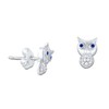 Sterling Silver Simulated Diamond Owl Stud Earrings
