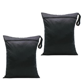 JOCXZI Reusable Wet Bag - Pack of 2 Waterproof Fabric Bags Reusable Wet Bag Laundry Bag Nappy Bag Wet Bag Nappy Bag Nursery for Swimsuits, Beach Towel, Sportswear, black