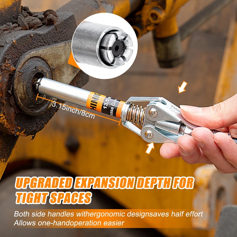 THINKWORK Grease Gun Coupler, Double Handle Extra Reach Upgrade, Strong