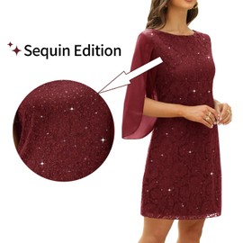 COOAN Wedding Guest Dresses for Women Women's Cocktail Dresses Formal Dresses for Women Lace Sequin Prom Dress