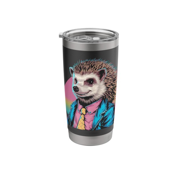 Retro Cool Hedgehog in Suit Pop-Art Style Stainless Steel Insulated